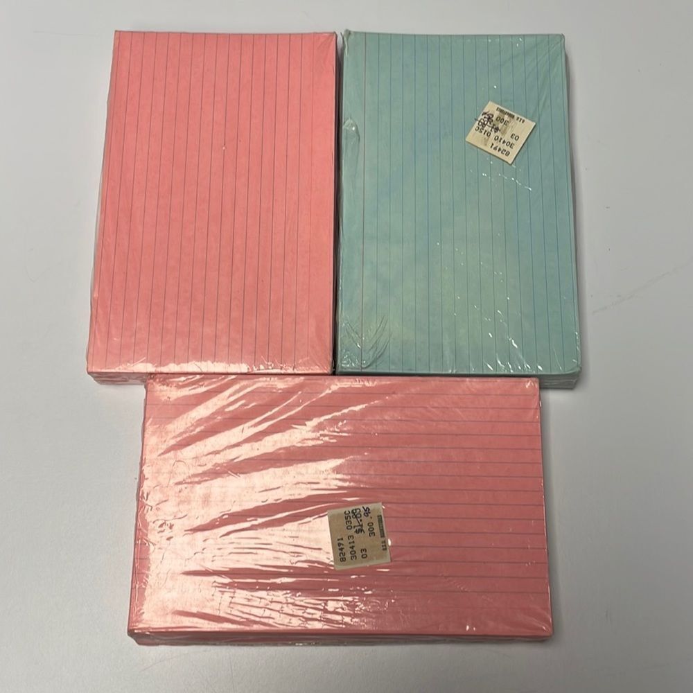 Jumbo Ruled Index Cards Educational Tools lot of 3 blue pink NOS